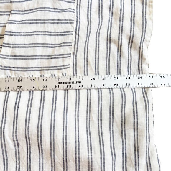 Pietsie Sayulita 100% Linen Top Womens M Striped White Boxy Lagenlook Beachy - Picture 7 of 11
